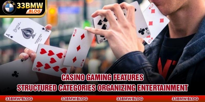 Casino gaming features structured categories organizing entertainment